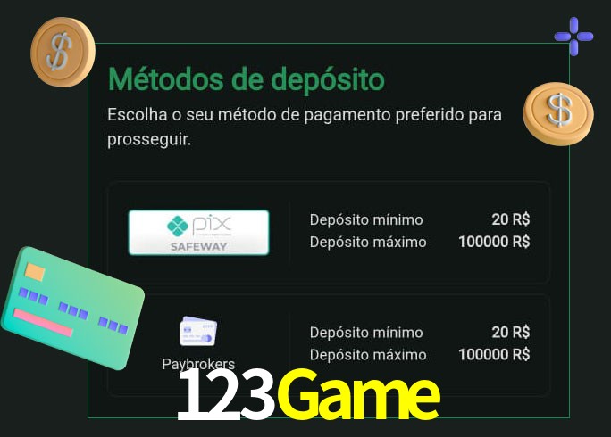 O cassino 123Game oferece uma grande variedade de métodos de pagamento